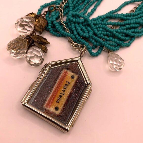 Fearless Cowgirl Mixed Media Assemblage Handmade Necklace Southwestern OOAK J694 - Picture 3 of 12